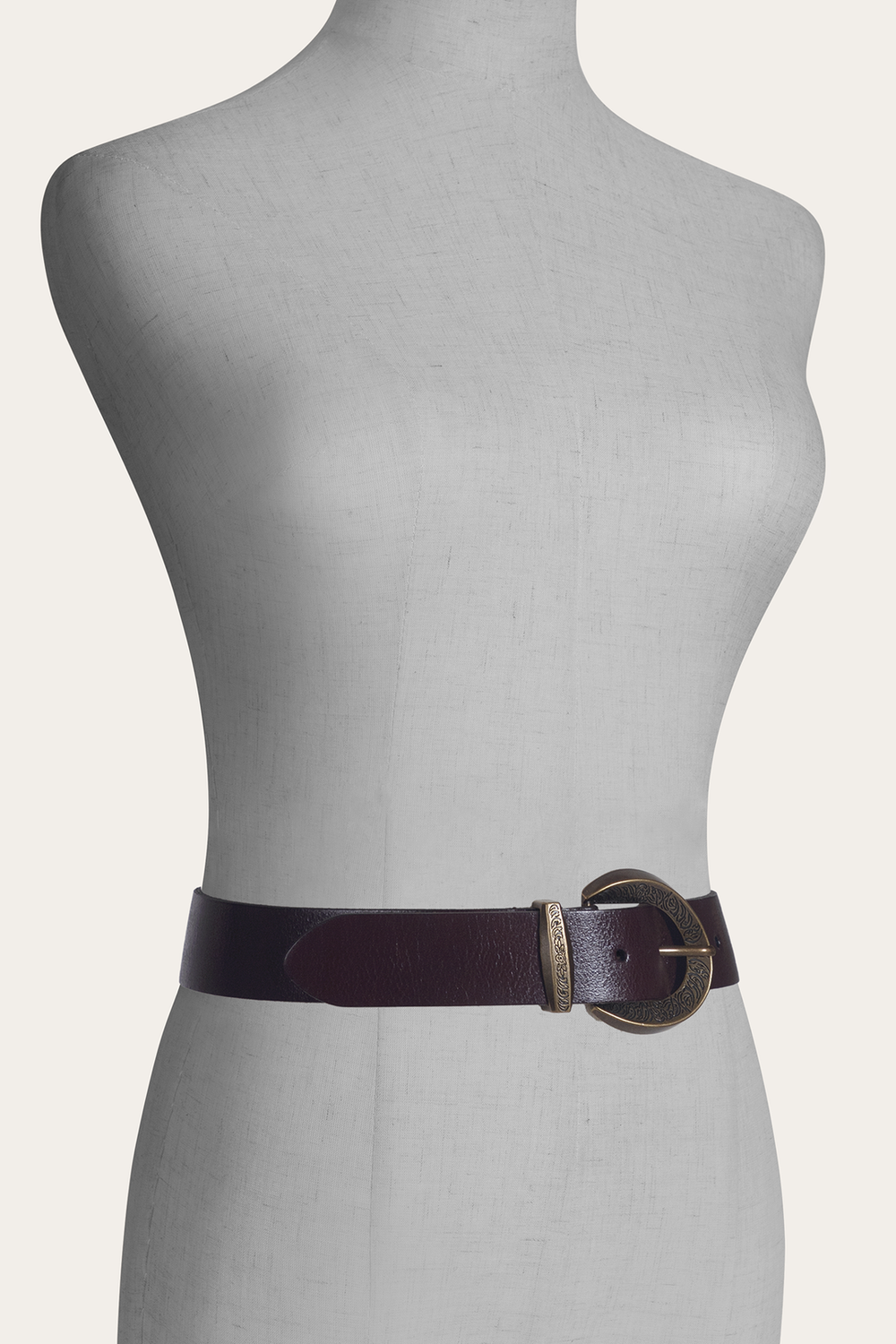 Brown 35mm Engraved Buckle Belt Brown