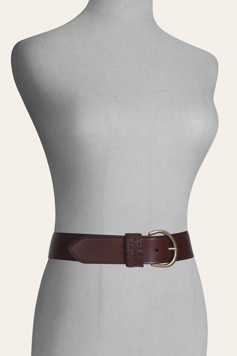 Tan 40mm Belt With Woven Keeper Tan