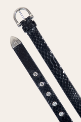 Women’s Black Snake 25mm Horseshoe Buckle Belt With Python Black Snake