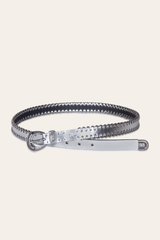 20mm Silver Leather Belt With 3-Piece Buckle Set Silver
