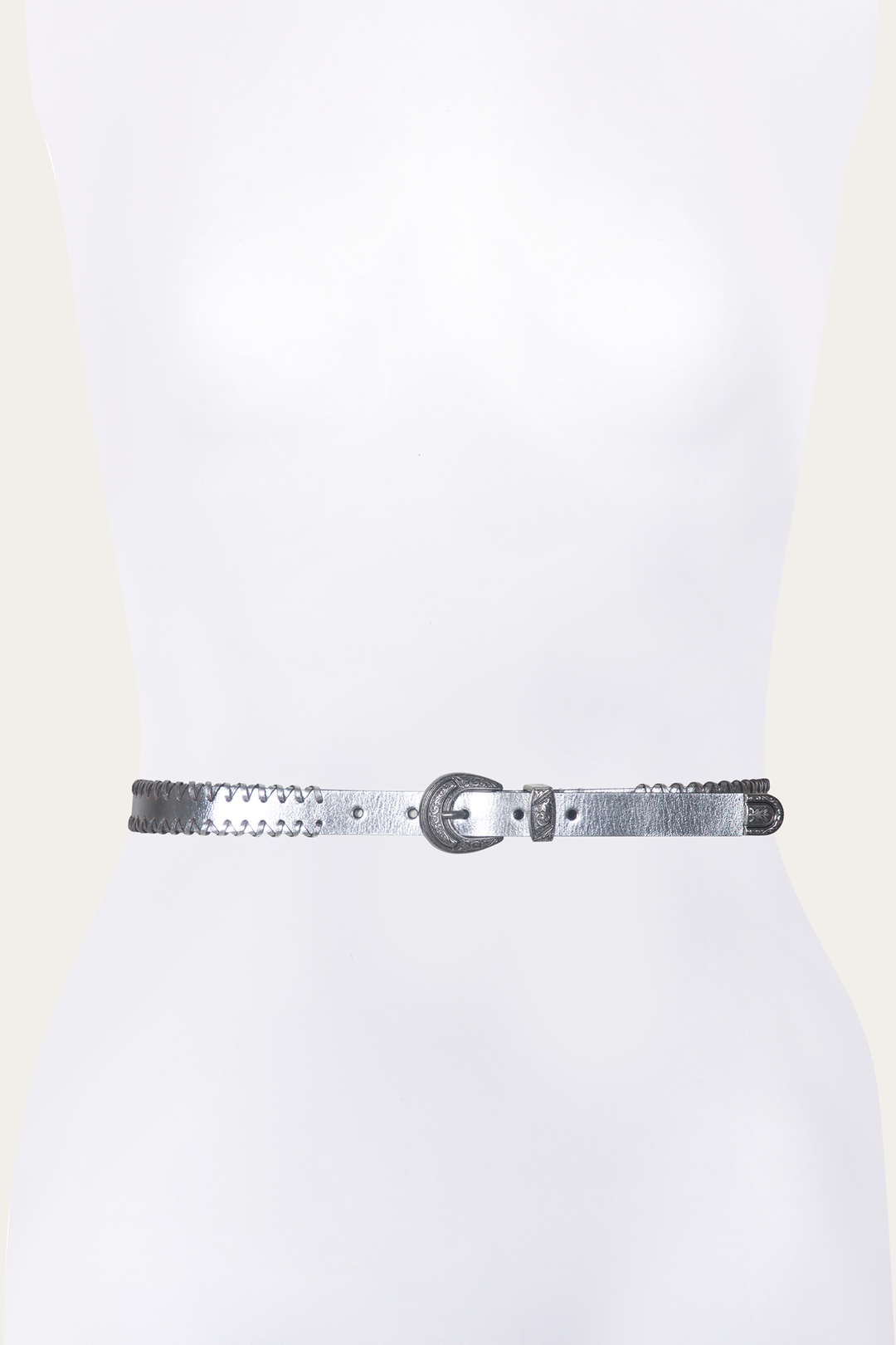 20mm Silver Leather Belt With 3-Piece Buckle Set Silver
