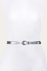 20mm Silver Leather Belt With 3-Piece Buckle Set Silver
