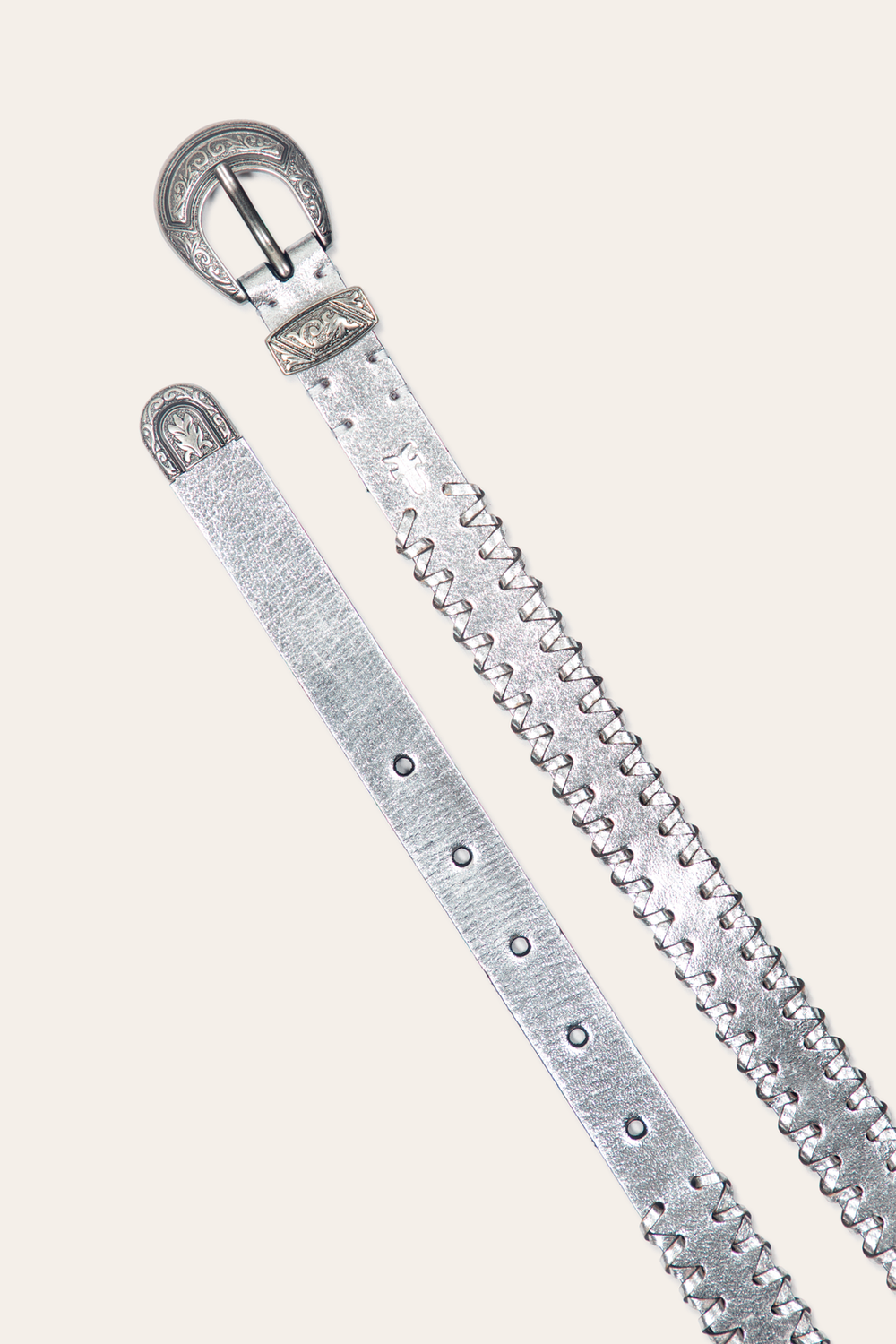 20mm Silver Leather Belt With 3-Piece Buckle Set Silver