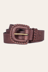 30mm Brown Leather Belt With Covered Buckle Brown