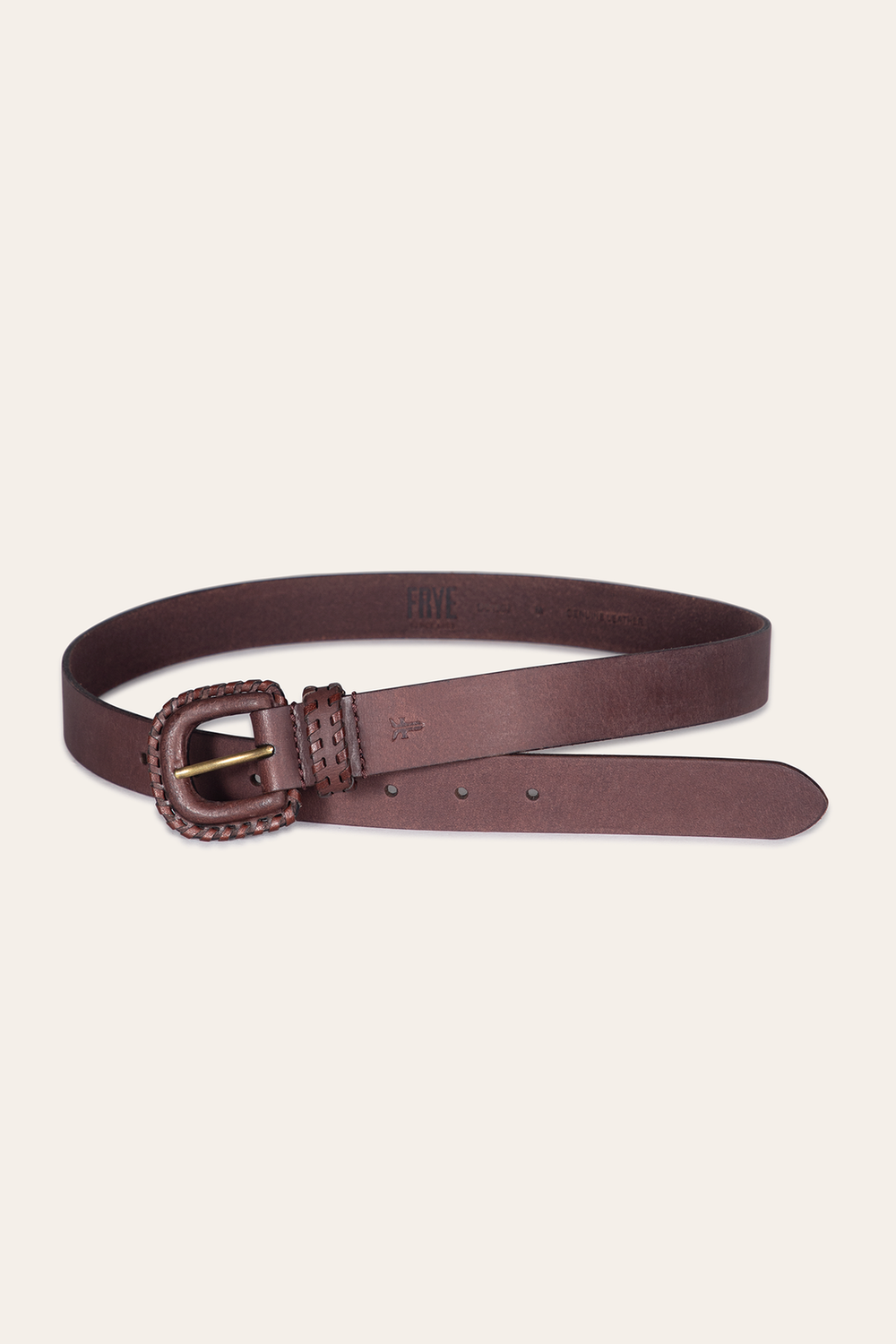 30mm Brown Leather Belt With Covered Buckle Brown
