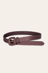 30mm Brown Leather Belt With Covered Buckle Brown