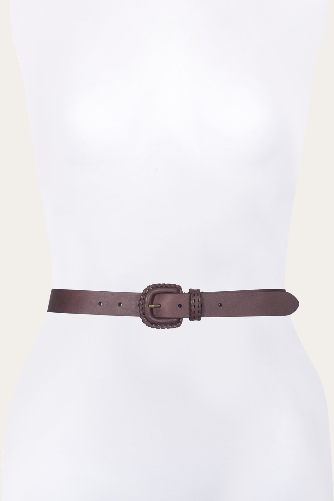 30mm Brown Leather Belt With Covered Buckle Brown
