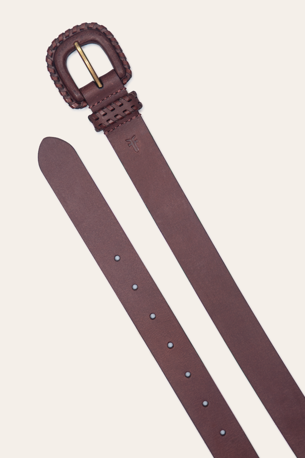 30mm Brown Leather Belt With Covered Buckle Brown