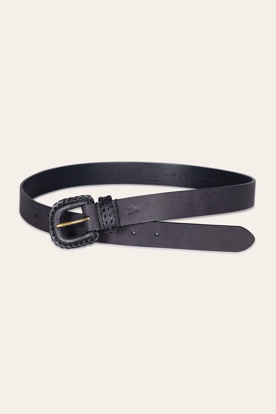 30mm Black Leather Belt With Covered Buckle Black