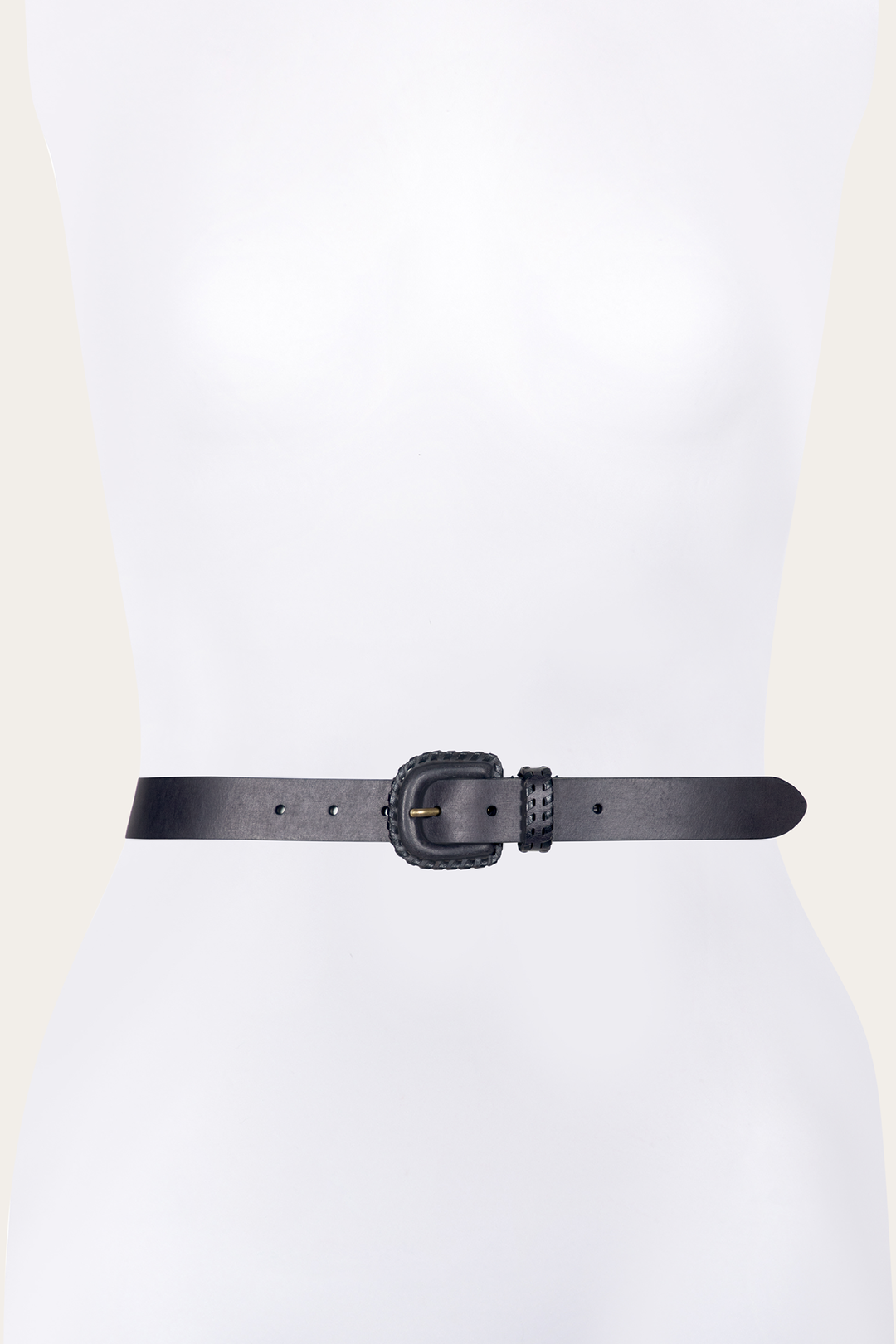 30mm Black Leather Belt With Covered Buckle Black