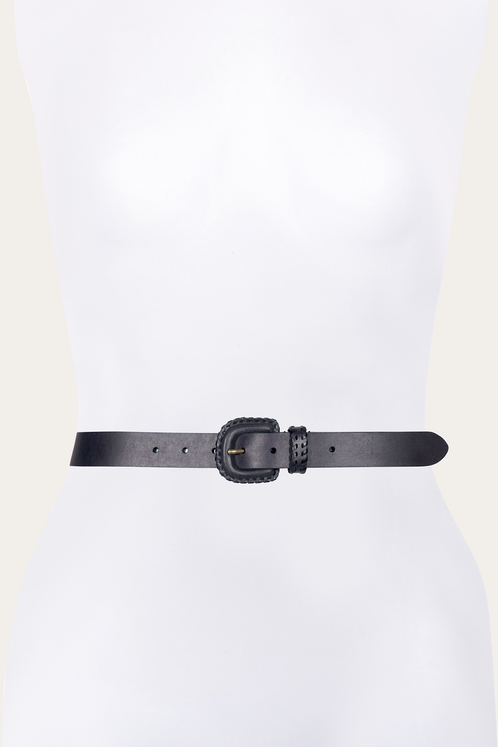 30mm Black Leather Belt With Covered Buckle Black