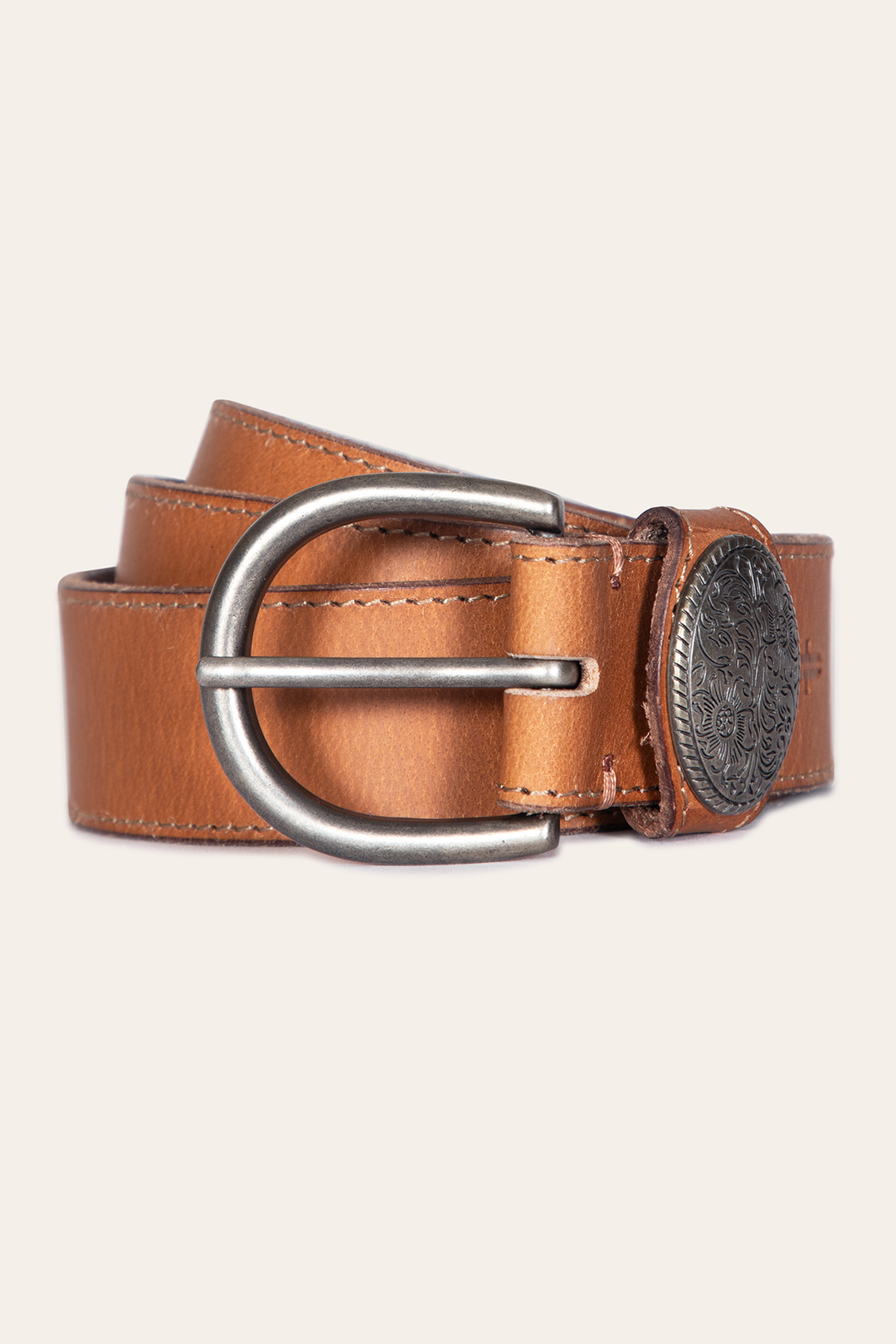 Women’s Beige 35mm Belt With Concho On Loop Beige
