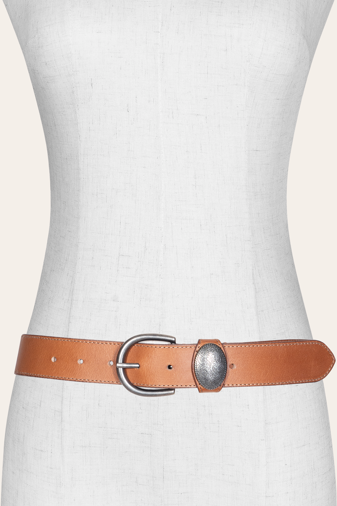 Women’s Beige 35mm Belt With Concho On Loop Beige