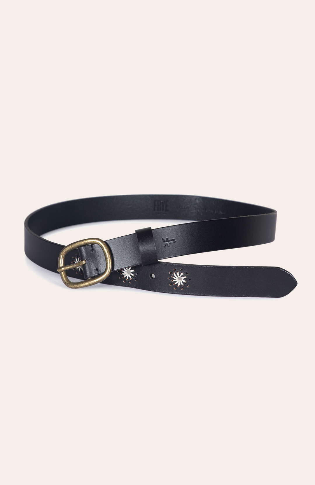 30mm Black Belt With Embroidered Holes Black