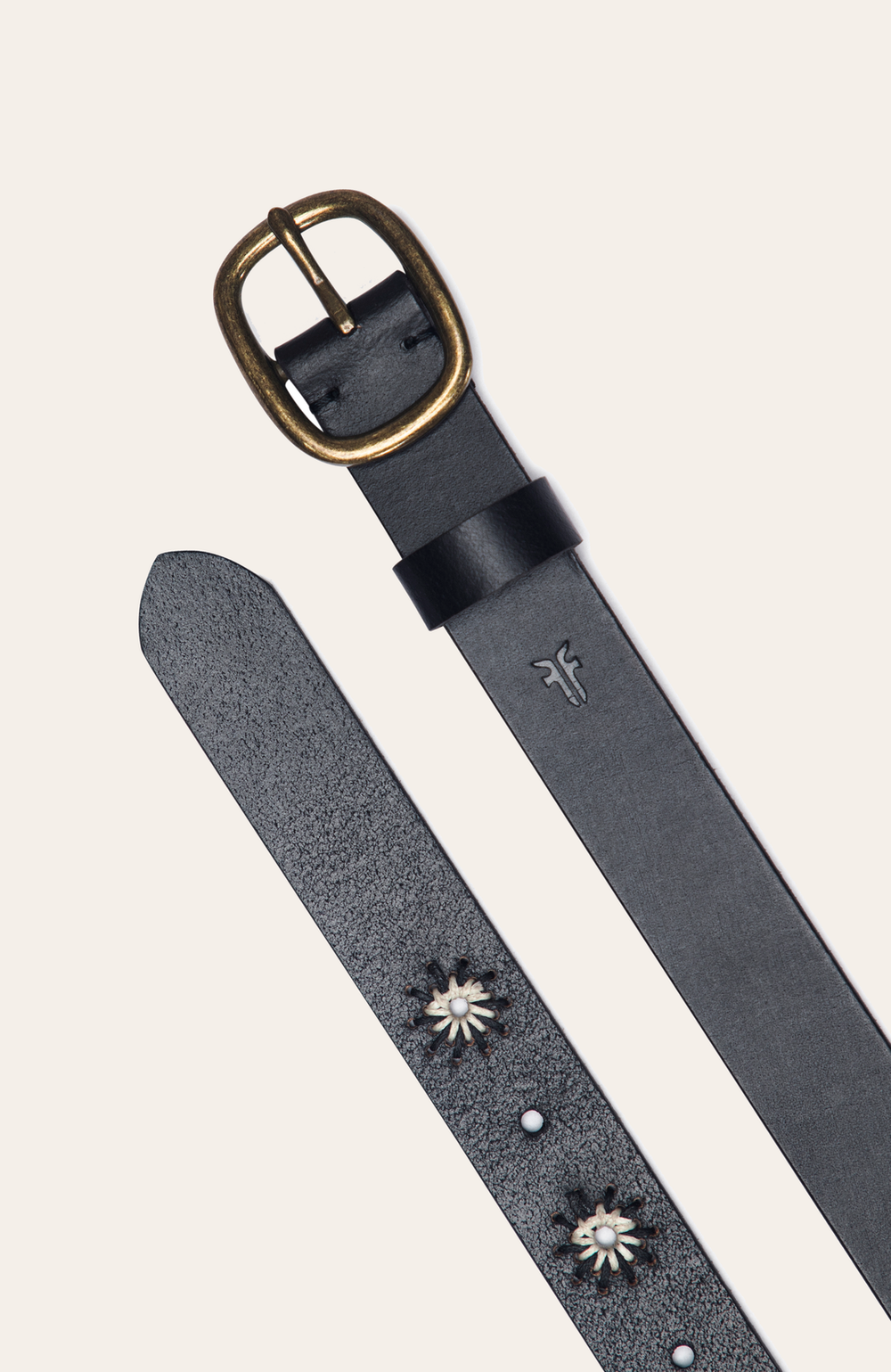 30mm Black Belt With Embroidered Holes Black