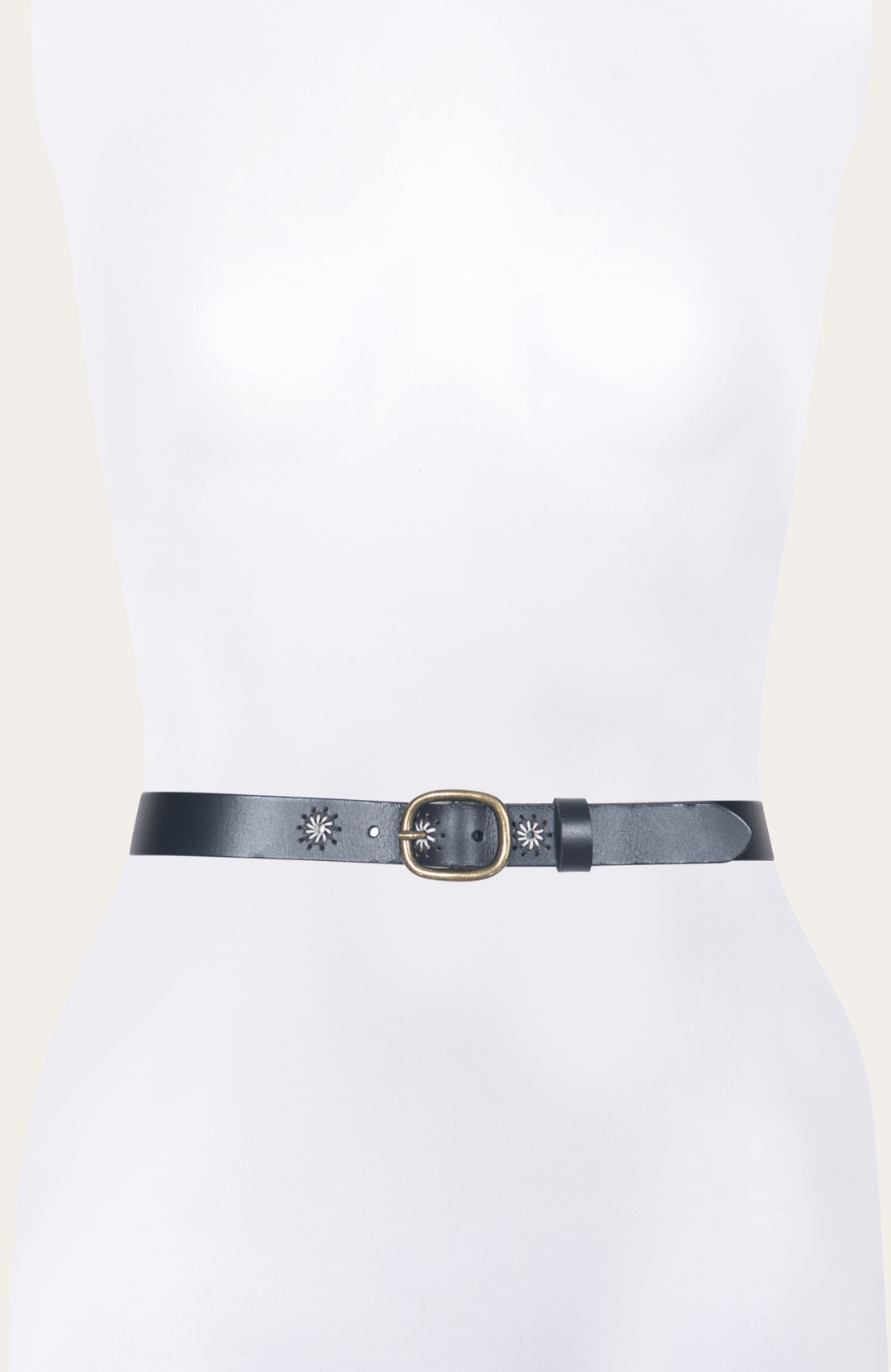 30mm Black Belt With Embroidered Holes Black