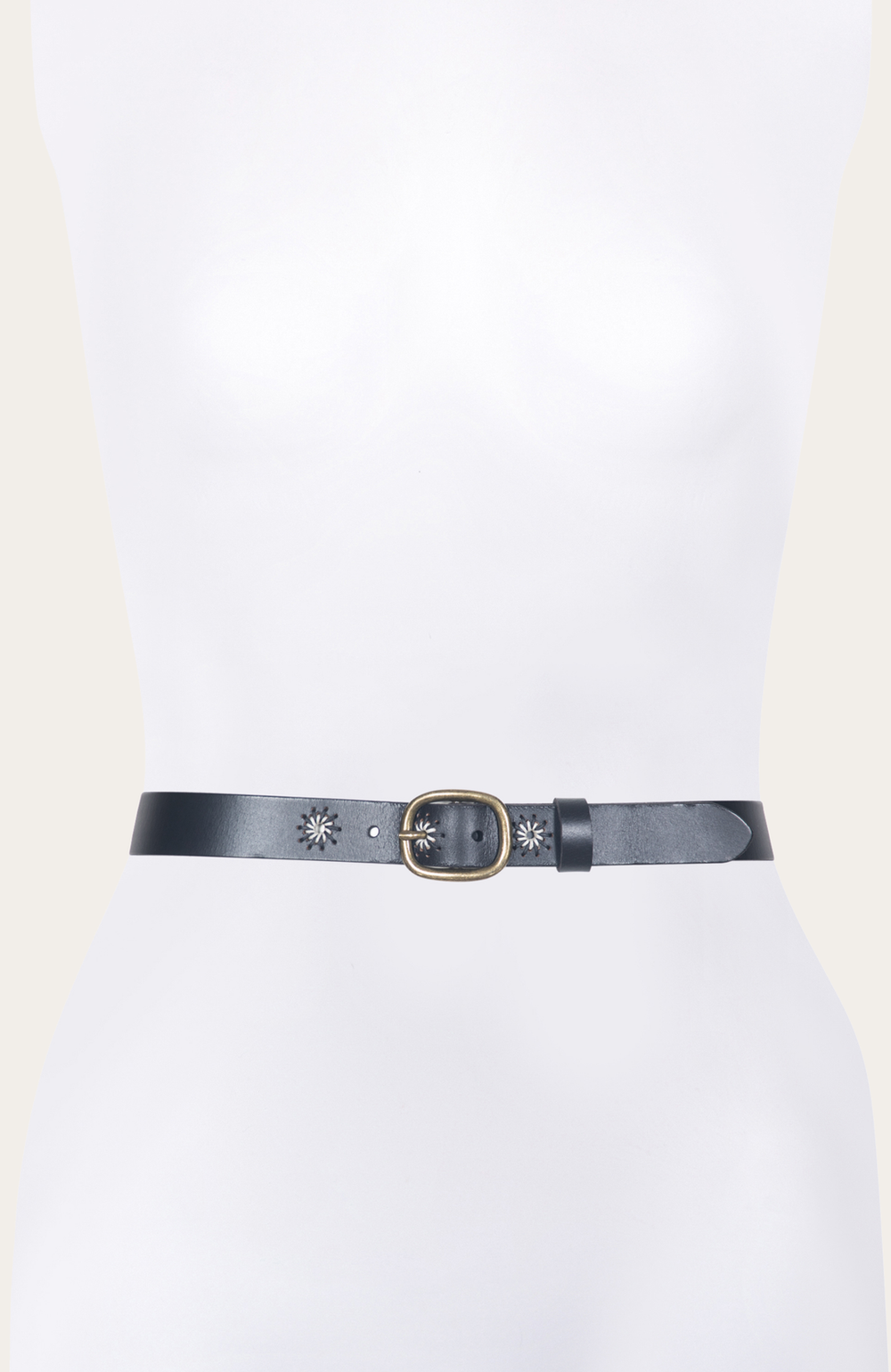 30mm Black Belt With Embroidered Holes Black
