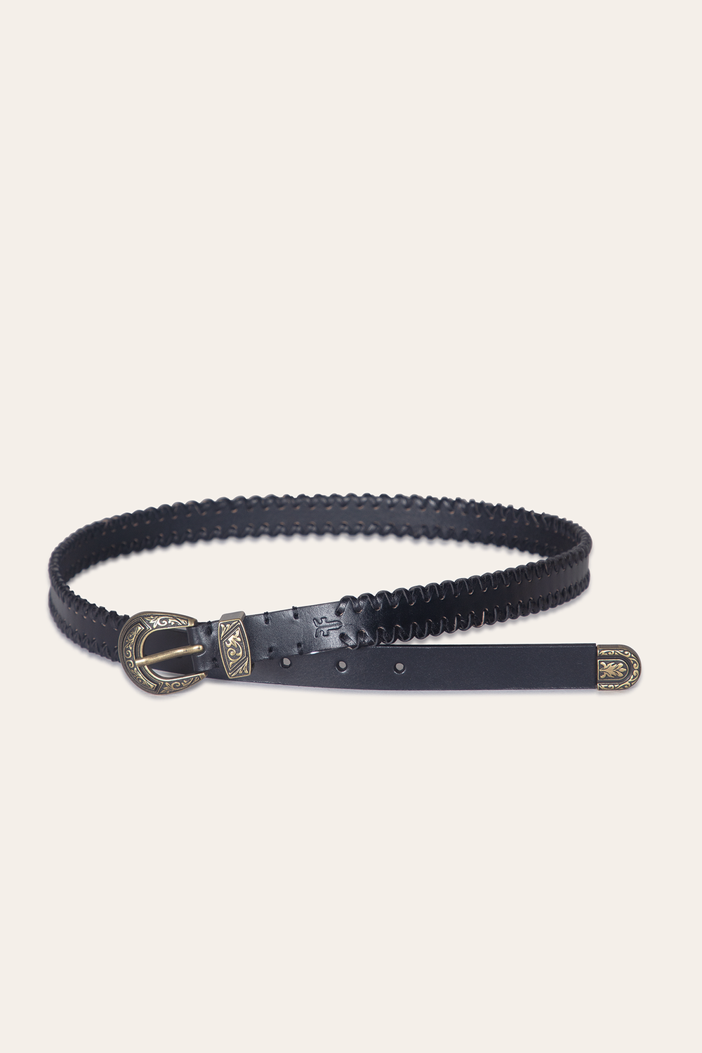 20mm Black Leather Belt With 3-Piece Buckle Set Black