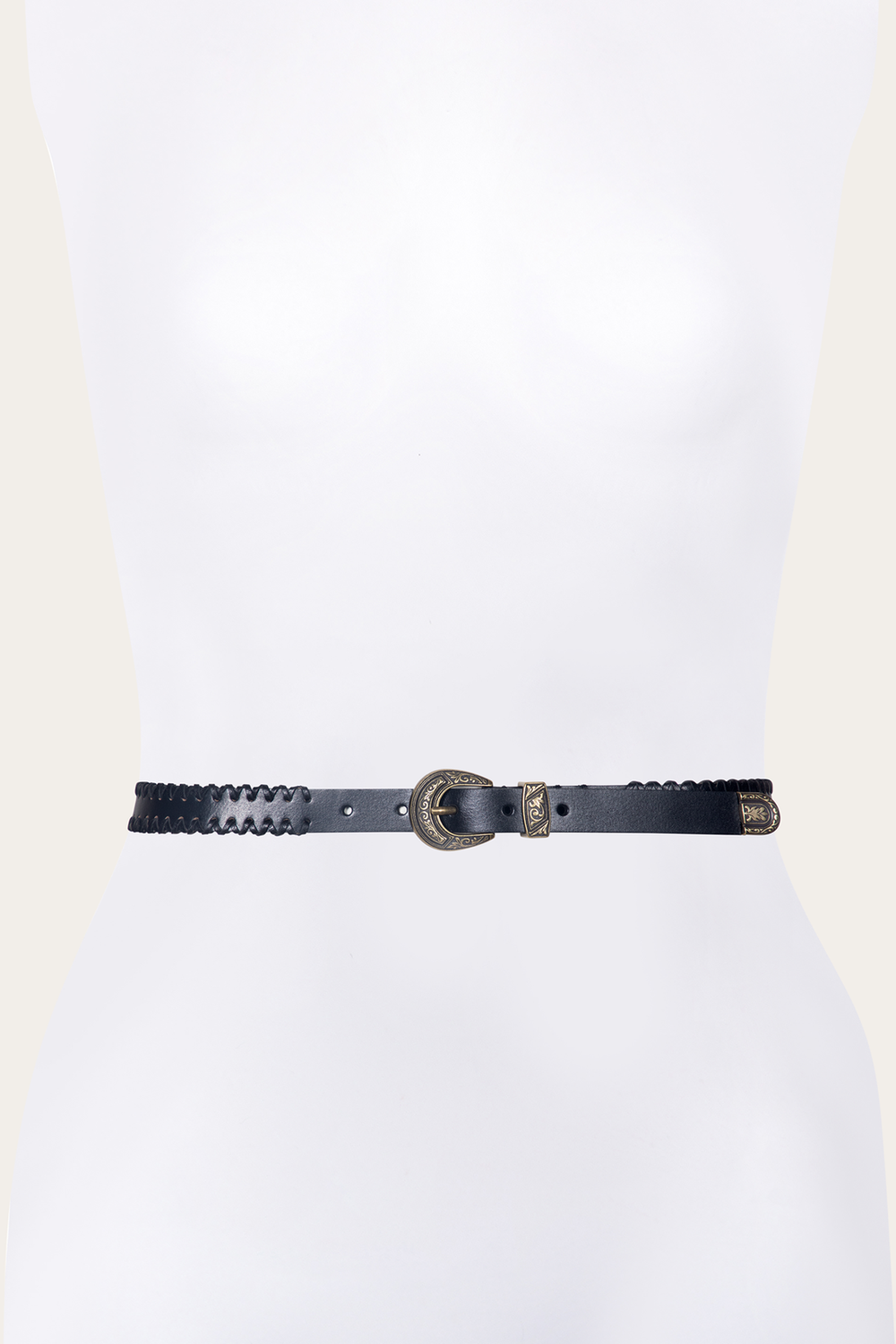 20mm Black Leather Belt With 3-Piece Buckle Set Black