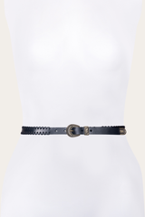 20mm Black Leather Belt With 3-Piece Buckle Set Black