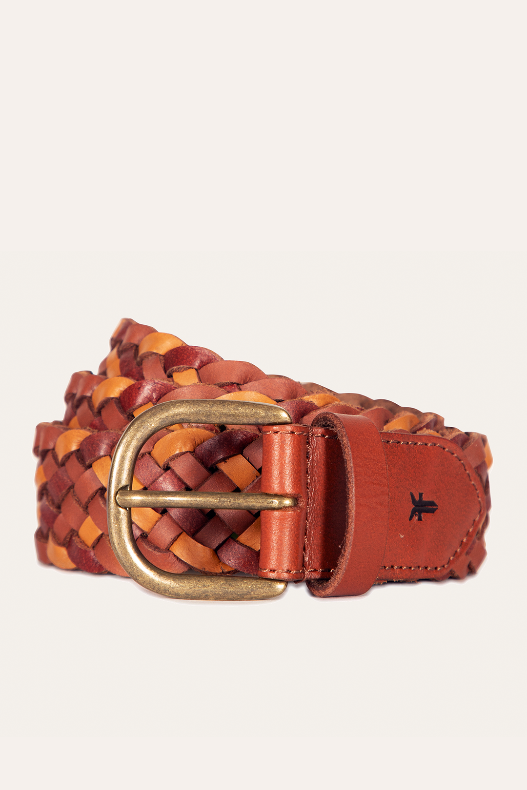 35mm Tonal Woven Leather Belt in Tan Tan