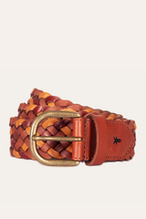 35mm Tonal Woven Leather Belt in Tan Tan