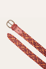 35mm Tonal Woven Leather Belt in Tan Tan