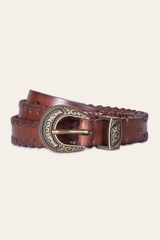 20mm Tan Leather Belt With 3-Piece Buckle Set Tan