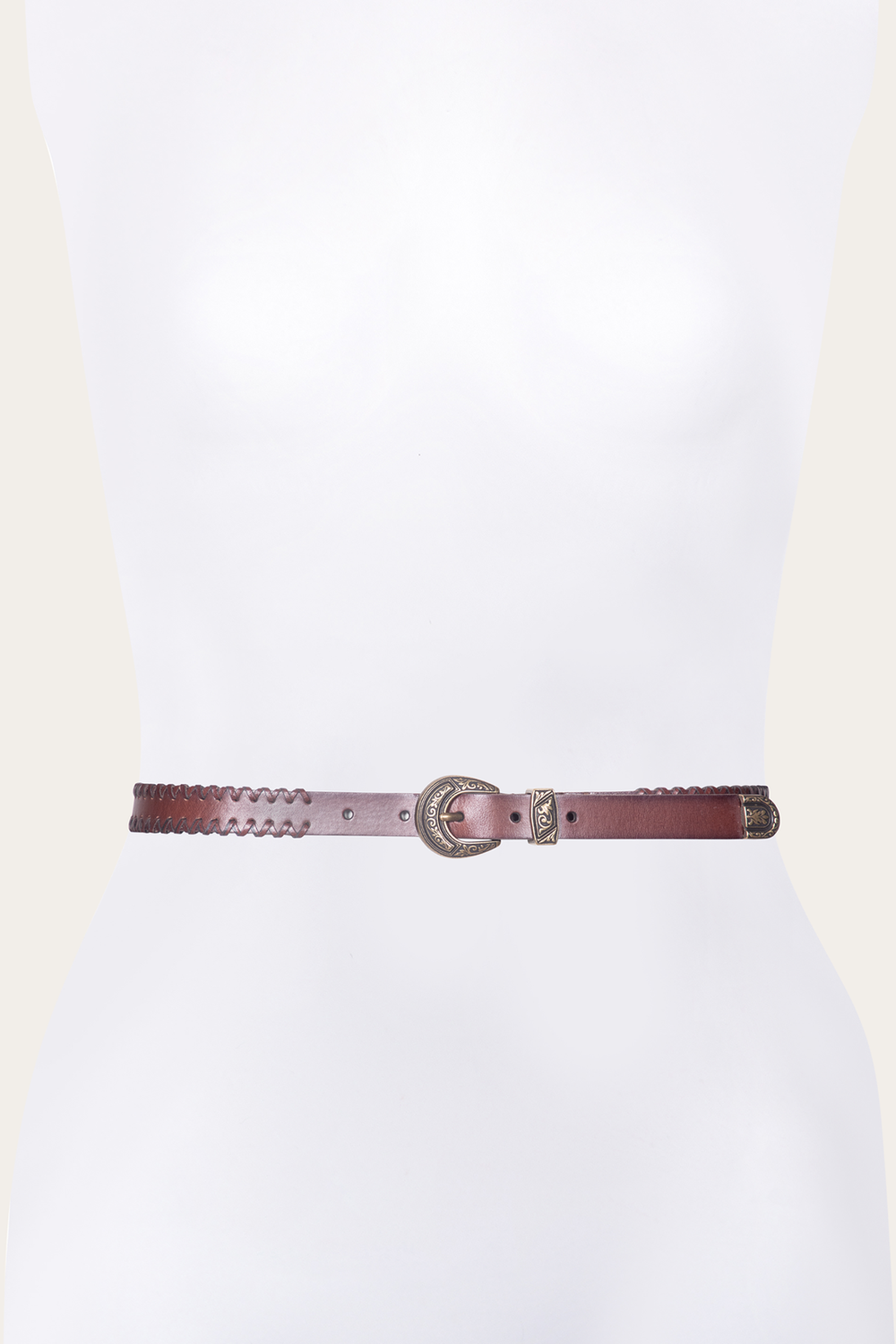 20mm Tan Leather Belt With 3-Piece Buckle Set Tan