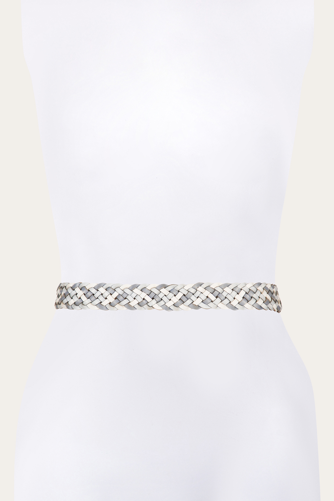 35mm Washed Denim Woven Leather Belt Washed Denim
