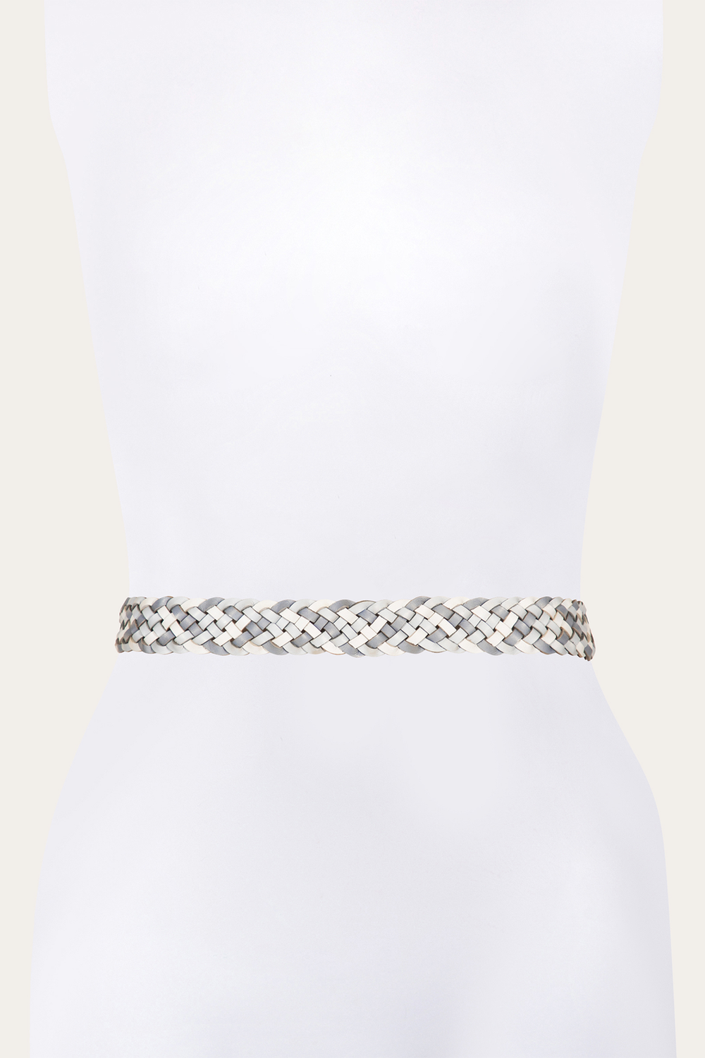 35mm Washed Denim Woven Leather Belt Washed Denim