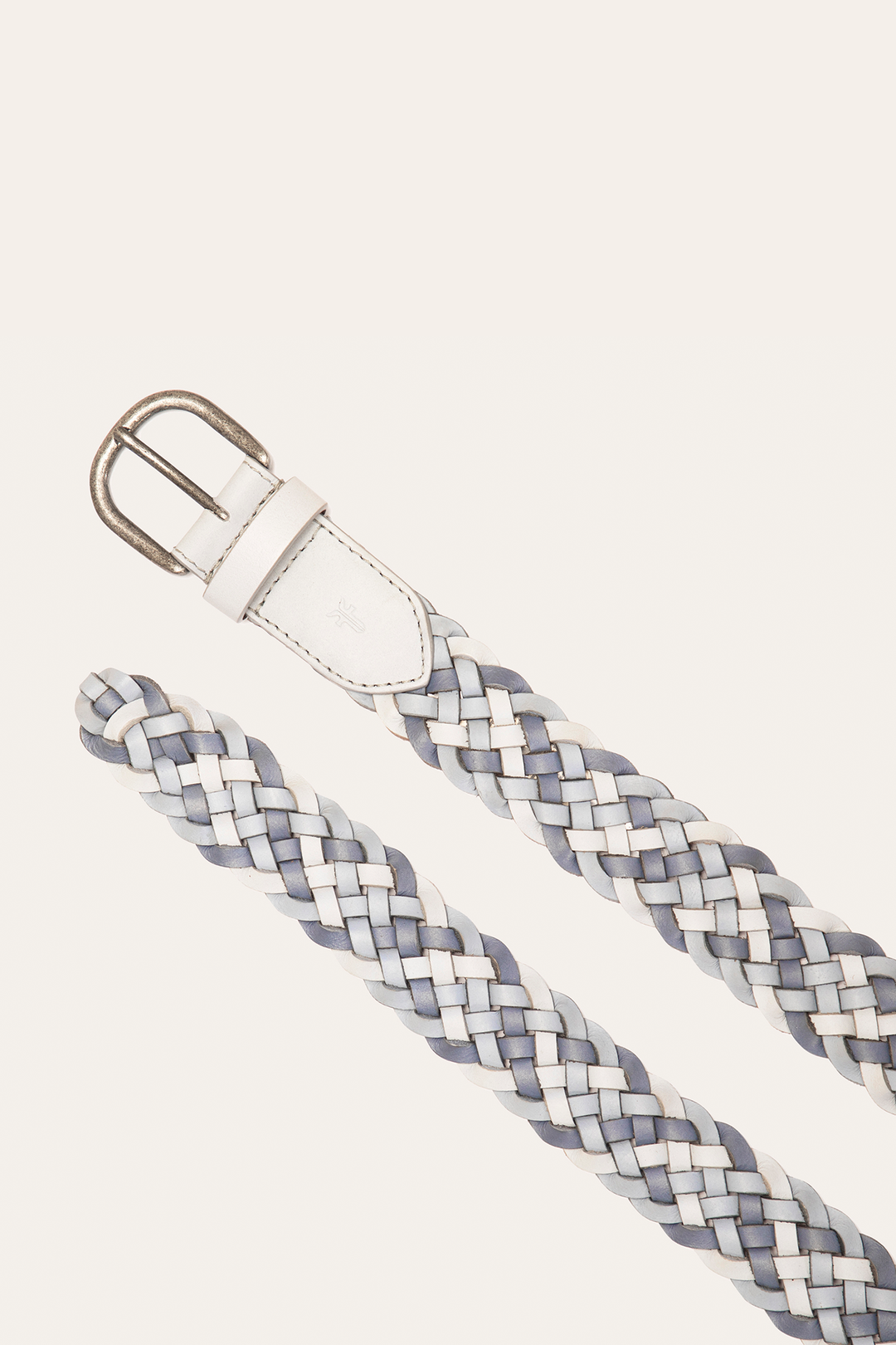 35mm Washed Denim Woven Leather Belt Washed Denim