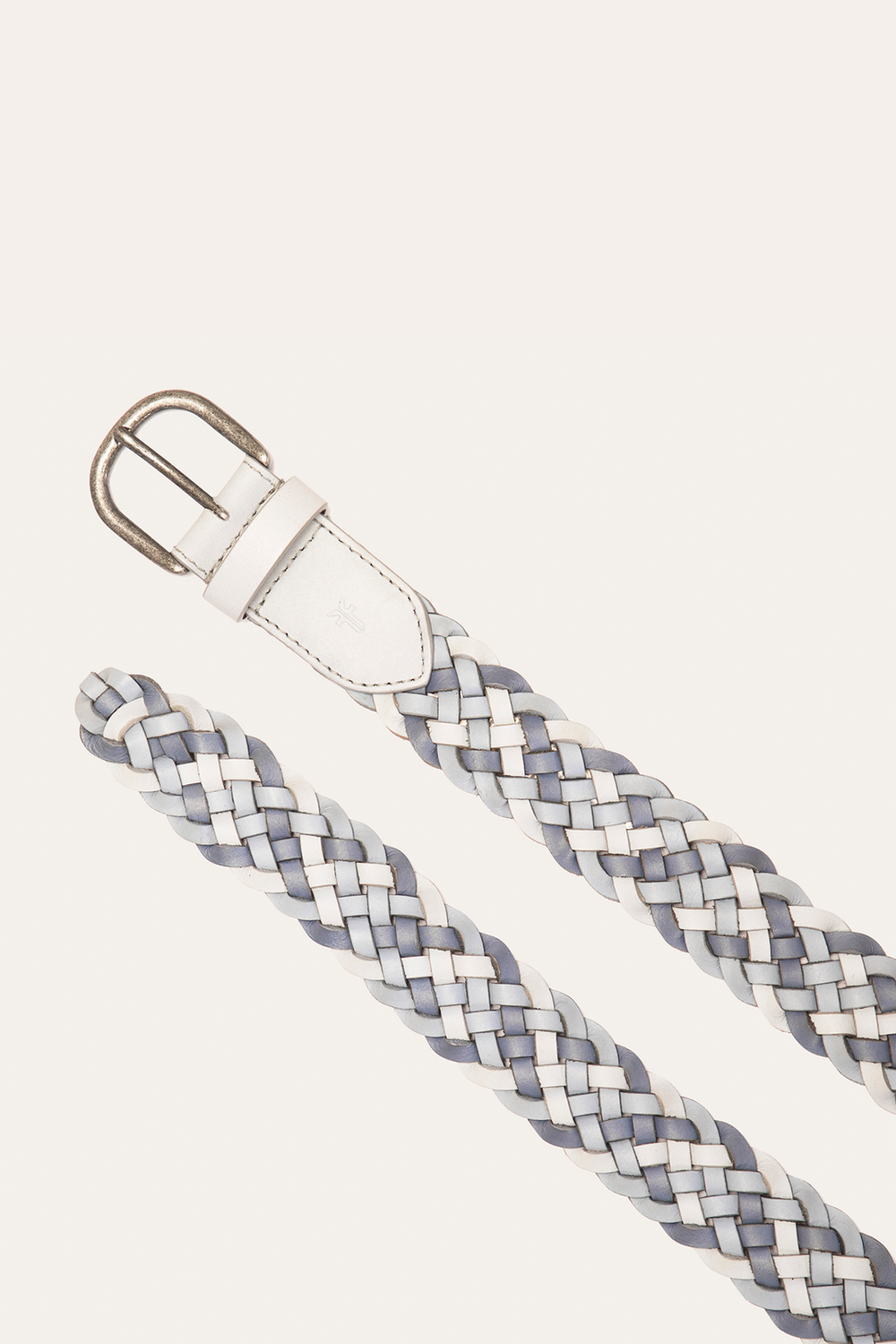 35mm Washed Denim Woven Leather Belt Washed Denim