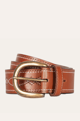 40mm Tan Belt With 2-Tone Stitch Tan