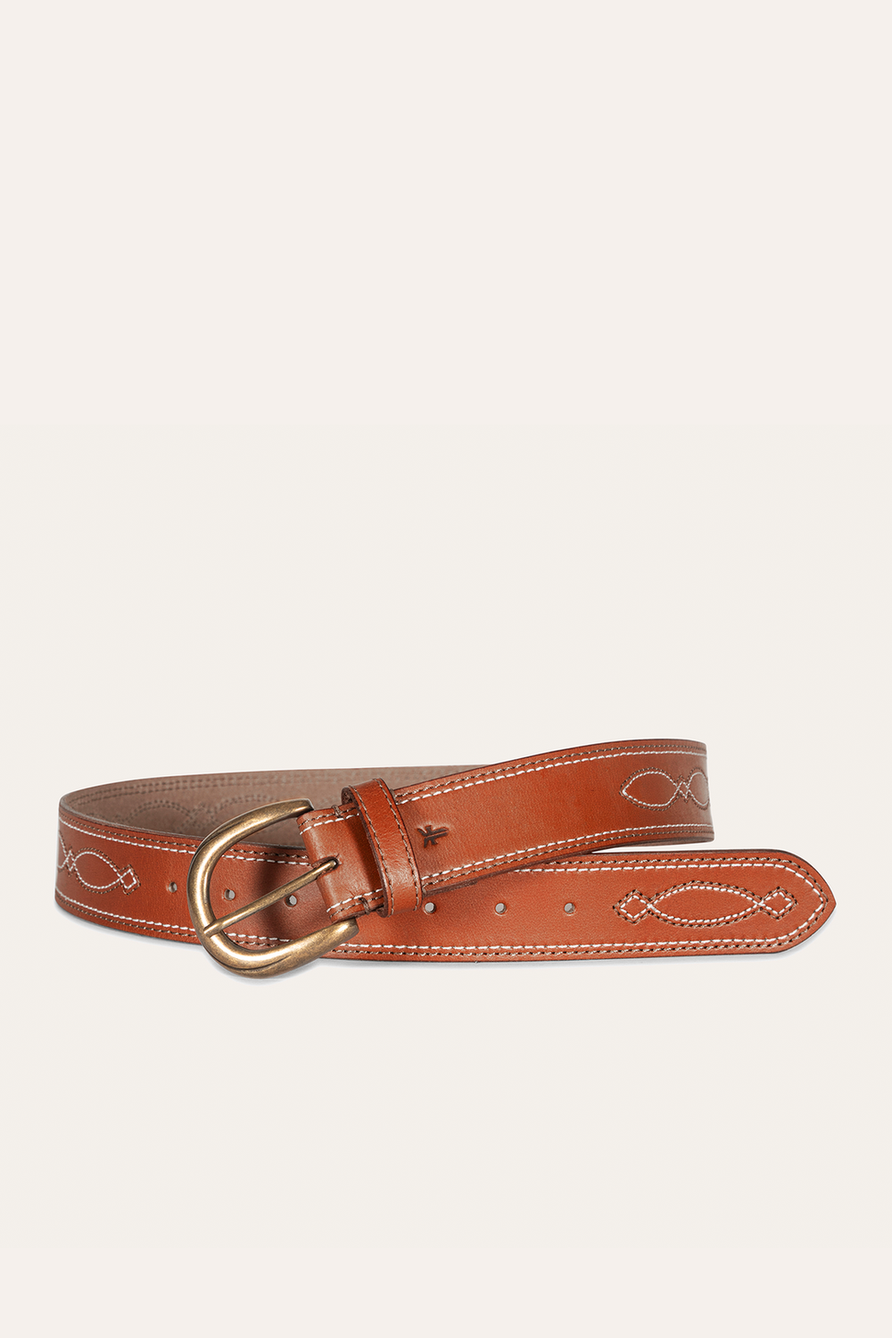 40mm Tan Belt With 2-Tone Stitch Tan