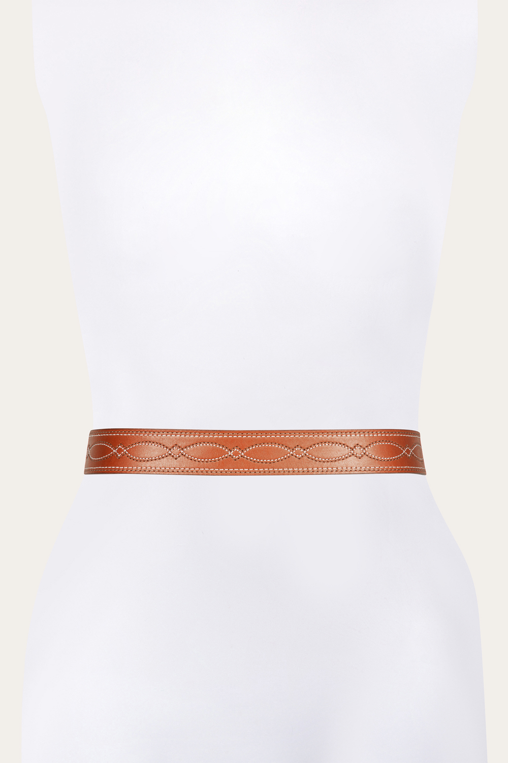 40mm Tan Belt With 2-Tone Stitch Tan