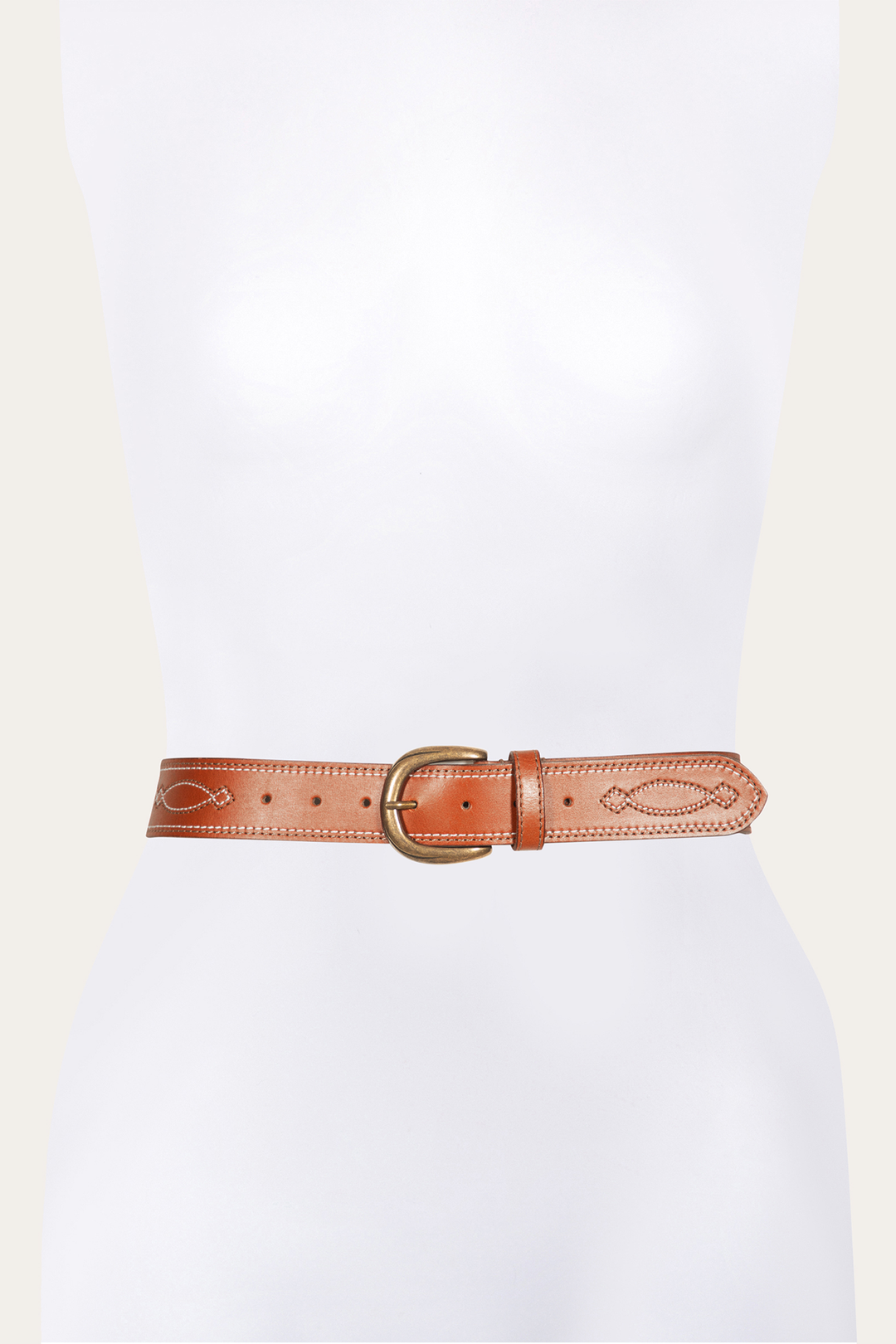 40mm Tan Belt With 2-Tone Stitch Tan