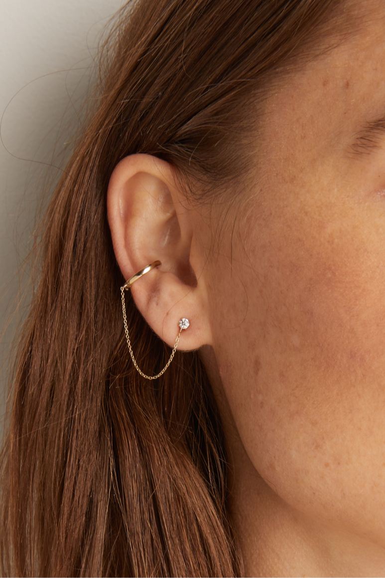 Women’s Lab Grown Diamond Stud and Ear Cuff | Aurate x The Frye Company 14k Yellow Gold