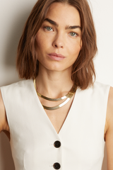 Women’s Bold Herringbone Necklace | Aurate x The Frye Company Yellow Vermeil