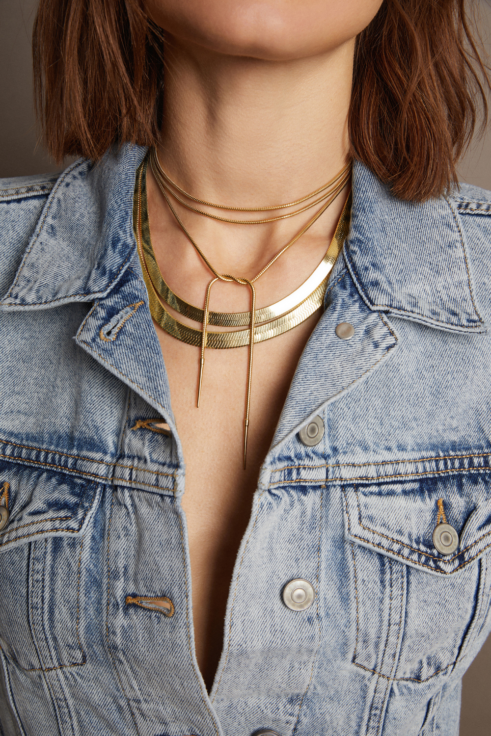 Women’s Bold Herringbone Necklace | Aurate x The Frye Company Yellow Vermeil