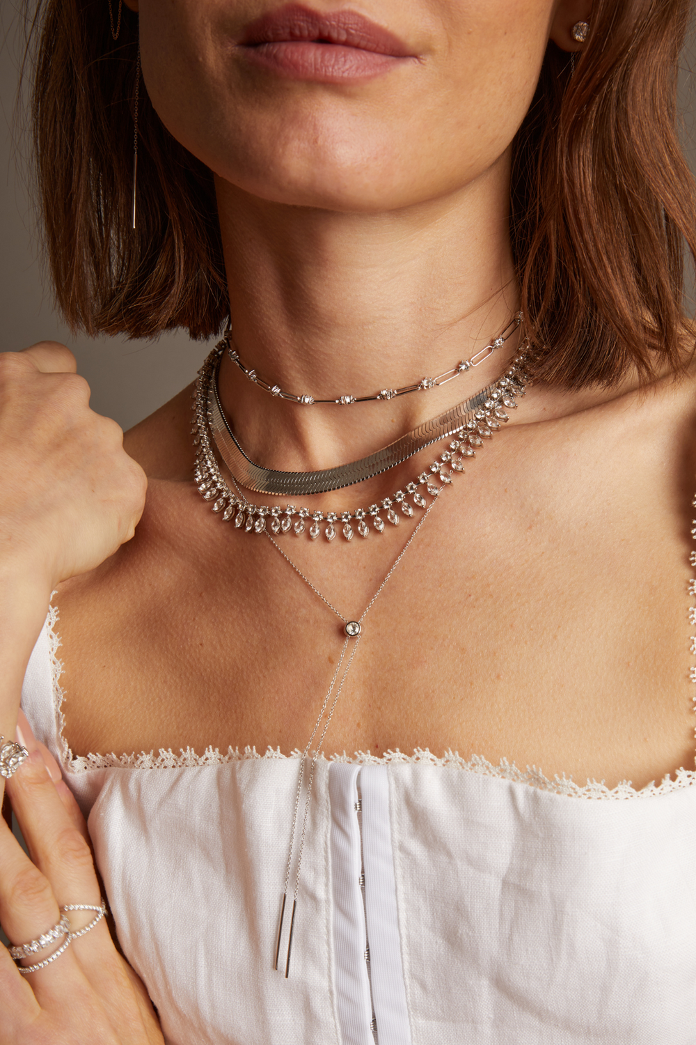 Women’s Lab Grown White Sapphire Bolo Necklace | Aurate x The Frye Company Sterling Silver