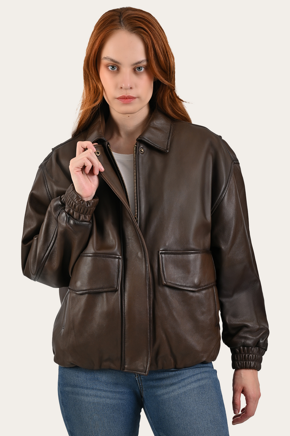 Tobacco Harper Oversized Bomber Tobacco