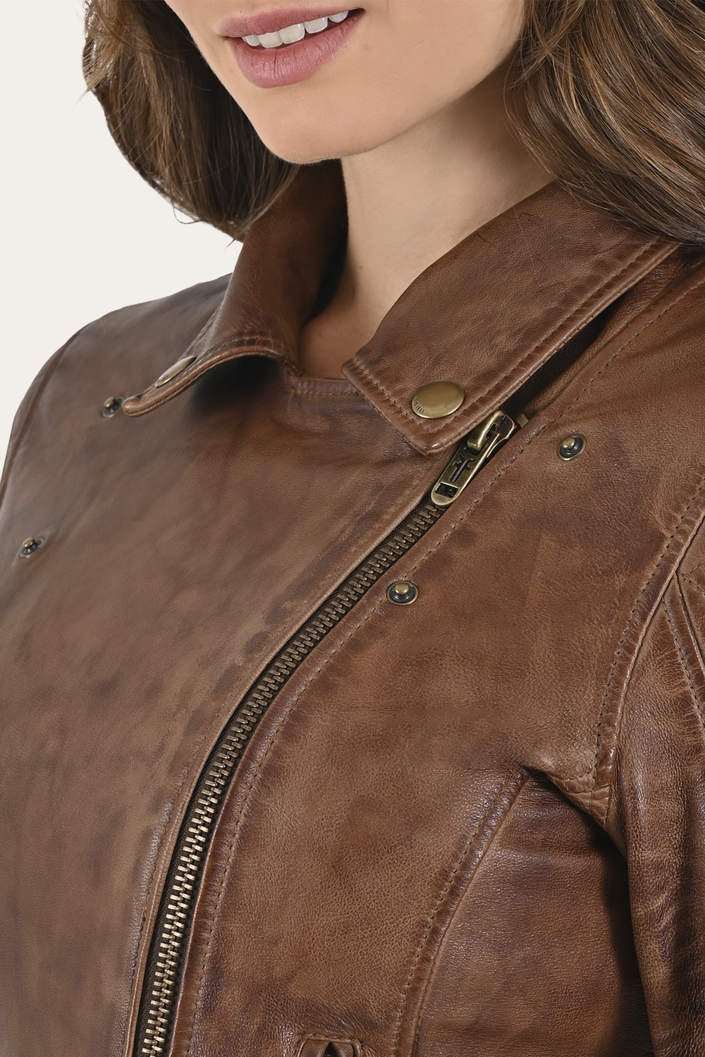 Cordially Modern Biker Jacket Moka Tobacco