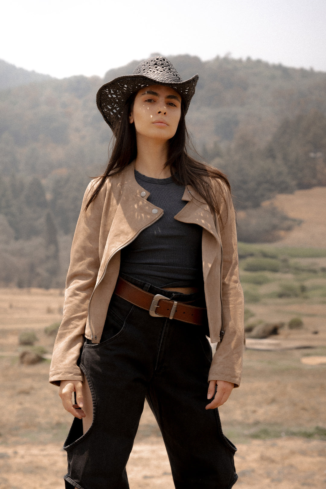 Women’s Taupe Jace Hybrid Biker Racer Suede Jacket Taupe