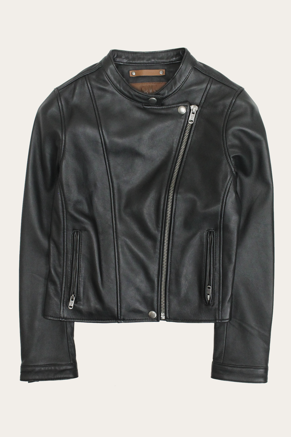 Women’s Black Heathe Leather Racer Jacket Black