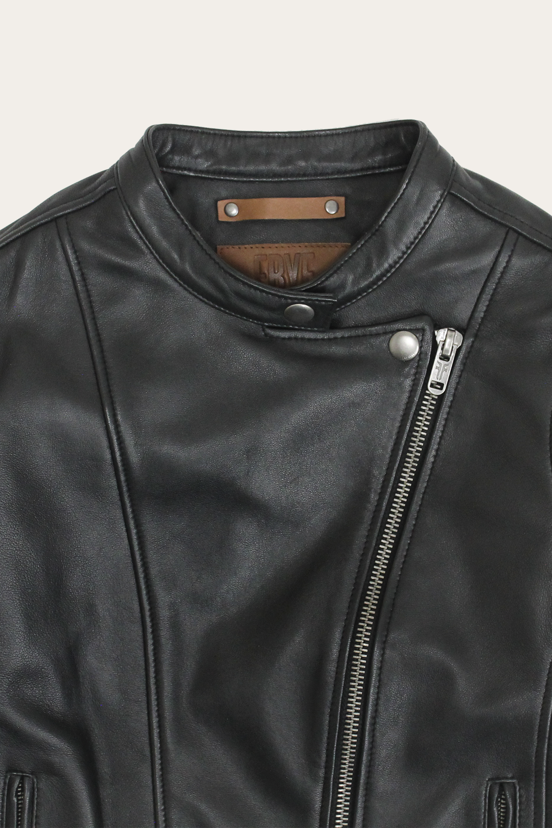 Women’s Black Heathe Leather Racer Jacket Black