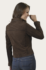 Women’s Dark Brown Clive Elegant Suede Biker Jacket Dark Brown