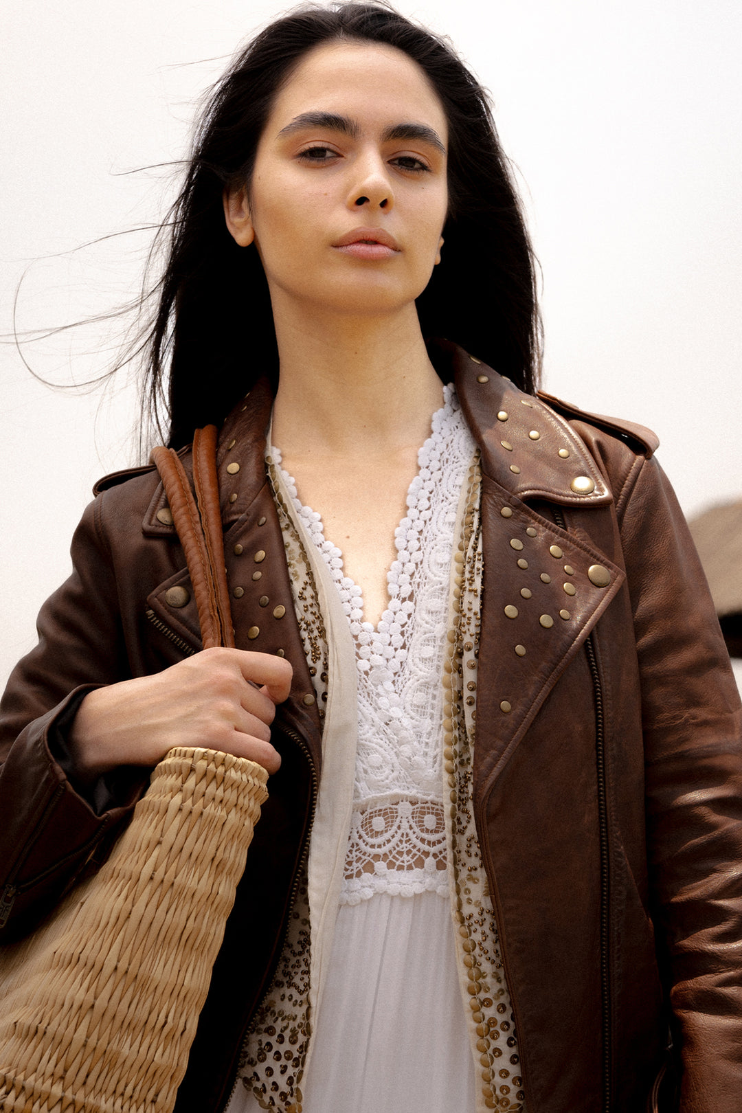 Women’s Tobacco Linc Biker Leather Jacket Tobacco