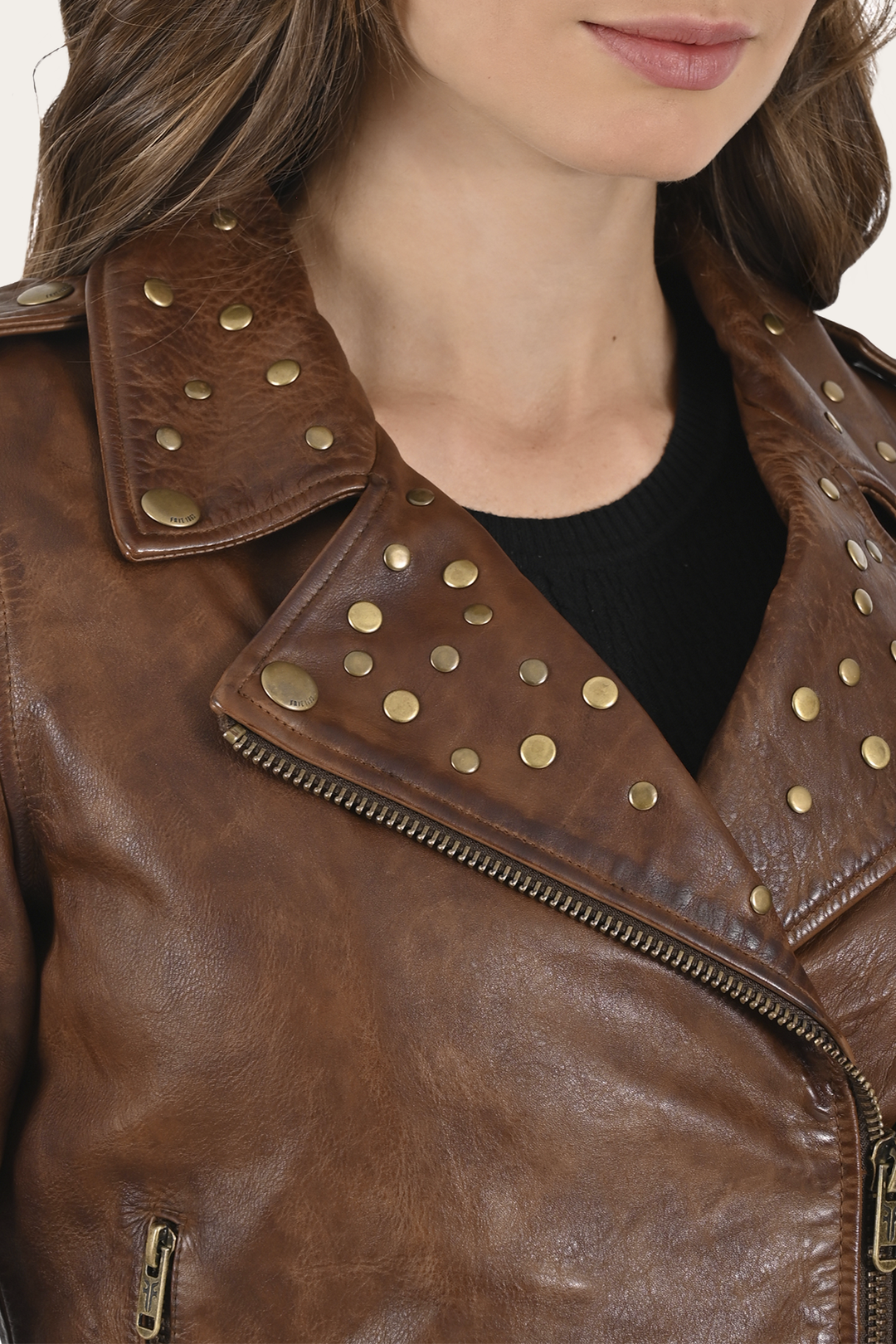 Women’s Tobacco Linc Biker Leather Jacket Tobacco