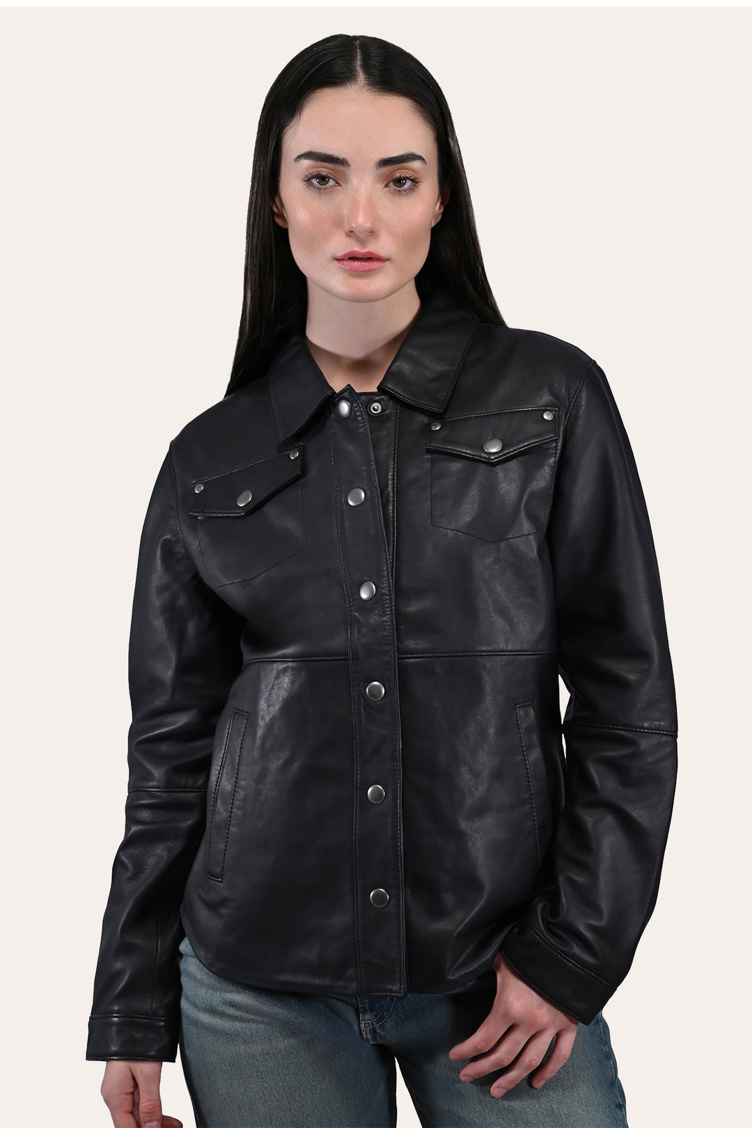 Women’s Black Obadiah Leather Shacket Black